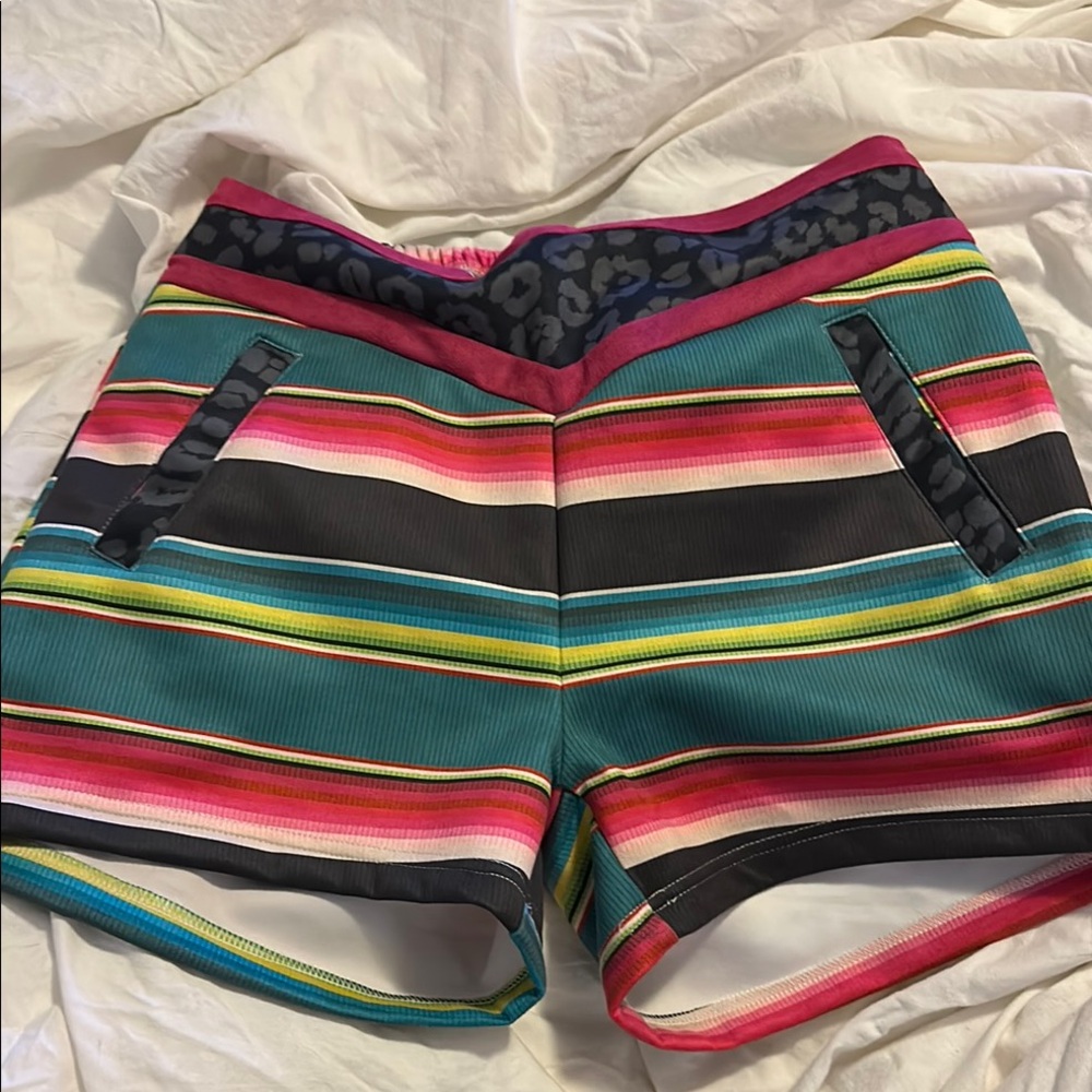 Crazy Train Multicolor Striped Women's Shorts